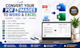 convert ocr, PDF, jpeg, and scan doc to word or excel