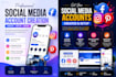 create and setup professional facebook instagram and pinterest account
