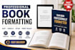do book formatting, ebook formatting and book typesetting for amazon kdp