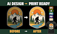 manually convert ai generated t shirt design to vector and print ready file