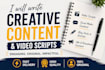 write creative video scripts and content