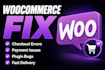 woocommerce errors, bugs, and checkout issues