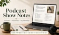 write SEO podcast show notes with timestamps and key takeaways