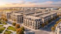 uk architecture building, commercial complex visualization, 3d shop plaza render
