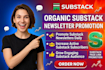 do organic substack newsletter promotion, substack page link to active audience