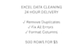 do excel data cleaning, data entry, and remove duplicates in 24hrs