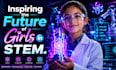 create modern, educational illustrations for girls in stem stories