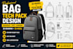 design custom bag tech pack, backpack, tote bag, 3d model and technical drawing