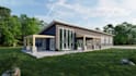 design 3d modern farmhouse, barndominium, rustic barn house rendering