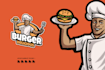 design awesome creative burger logo with express deliver
