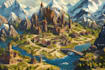 illustrate fantasy map and city map