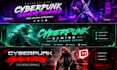 design cyberpunk gaming banner for twitch