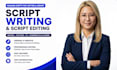 write cinematic screenplay scripts for movies youtube and TV