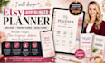 design etsy hyperlinked planner, canva ebook, printable planner, digital planner