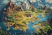 line art fantasy map illustration