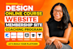 design online course website, membership coaching program kajabi skool thinkific