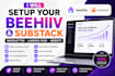 setup beehiiv or substack newsletter, beehiiv ai landing page and website