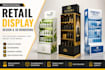 create modern posm and shelf display design