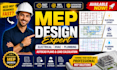 create mep drawing, electrical hvac plumbing, autocad floor plan, lighting plan