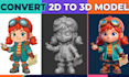 convert your 2d image into a printable 3d toy 3d head bust action figure model