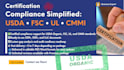 do usda organic, fsc, ul, cmmi certification compliance