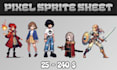 create professional pixel art character sprite sheet and game assets for rpg