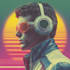 create 80s retro, synthwave cover art