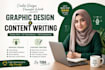 design aesthetic social media posts and write engaging captions