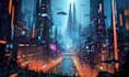 making a cyberpunk futuristic city illustration