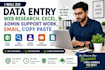 do excel, copy paste and admin support