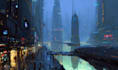 create a cyberpunk city illustrations