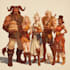 do group party character art, dnd party