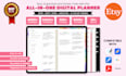 design a premium all in one digital planner, journal and tracker