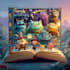 illustrate cartoon sci fi book cover art
