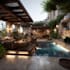design landscape, terrace, backyard, pool, and patio