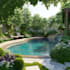 backyard landscape design, pool, garden as a landscape