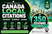 350 canada local citations built manually nap consistent, gmb ranked, live URL