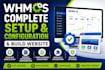 do complete whmcs setup configuration and build website