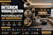 create modern interior visualization and photorealistic