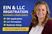 handle ein application, llc registration, with professional business compliance