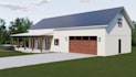 design 3d modern farmhouse, rustic barn house, barndominium rendering