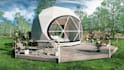 design 3d glamping dome, tiny house, outdoor cabana interior