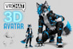 create custom 3d vrchat avatar, furry avatar, vtuber ,VR character with rig