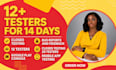 provide 12 testers mobile app testing 12 testers closed testing 20 testers