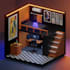 create cute low poly room diorama in blender