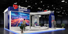 design modern exhibition booth, trade show plan, pavilion, render display stand