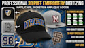 do 3d puff embroidery digitizing hat cap logo dst pes jef jacket applique