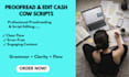 proofread and edit cash cow youtube scripts for faceless channels
