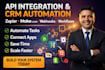do api integration, crm automation, webhook and workflow setup