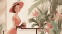 create vintage retro line art illustration